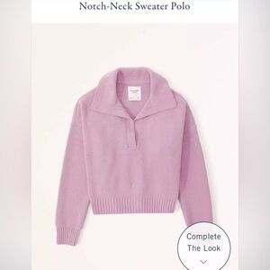 Abercrombie & Fitch Notch Neck Sweater Polo, Pink Mauve, SIZE SMALL